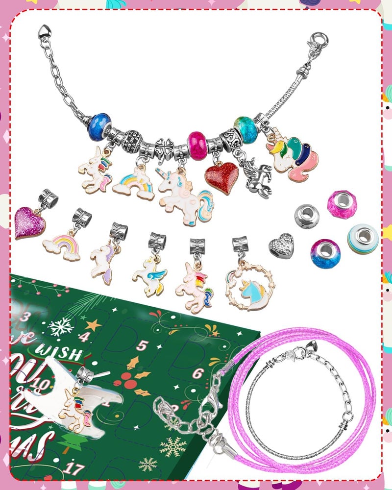 KOLBRIGHT Advent Calendar 2025 Girls Unicorn Charm Bracelets Making Kit, 24 Days of Christmas Advent Calendars for Teens Kids Age 6-12, Unicorns Gifts for Girls 6 7 8-10 Girl Craft Toys Countdown Calender. - Image 5